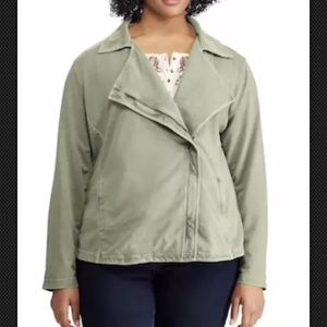 Chaps Womens Plus Franch Terry Moto Jacket NWT